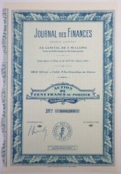 Акция Journal des Finances, 100 франков, Франция